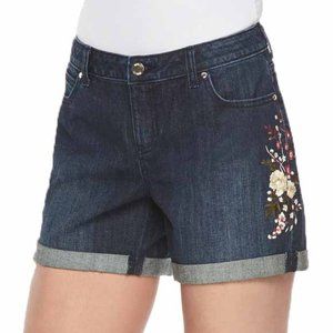 Jennifer Lopez Embroidered Boyfriend Jean Shorts